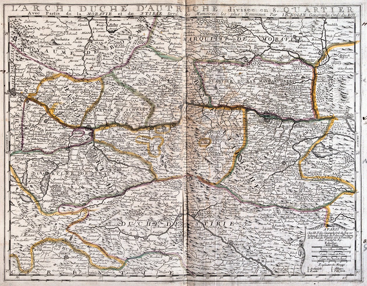 Mapa de Austria (Grabado) de Jean Baptiste Nolin