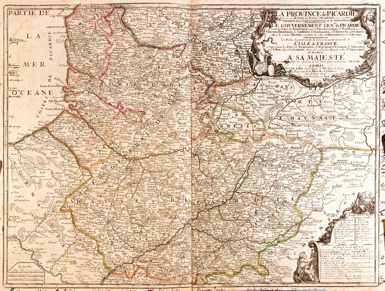Mapa de Picardía (Francia) de Jean Baptiste Nolin