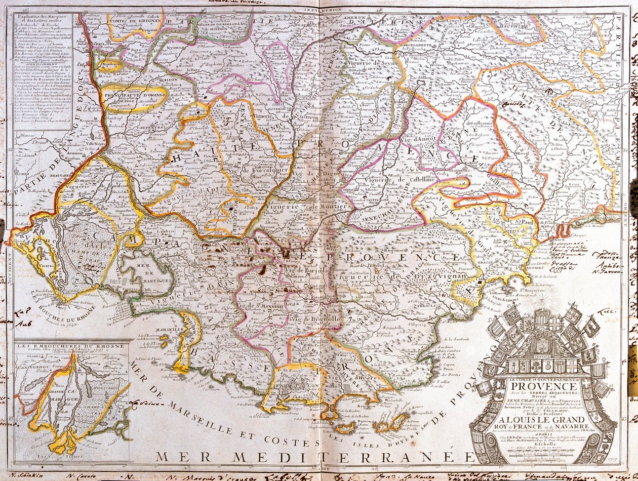 Mapa de Provenza (Francia) de Jean Baptiste Nolin