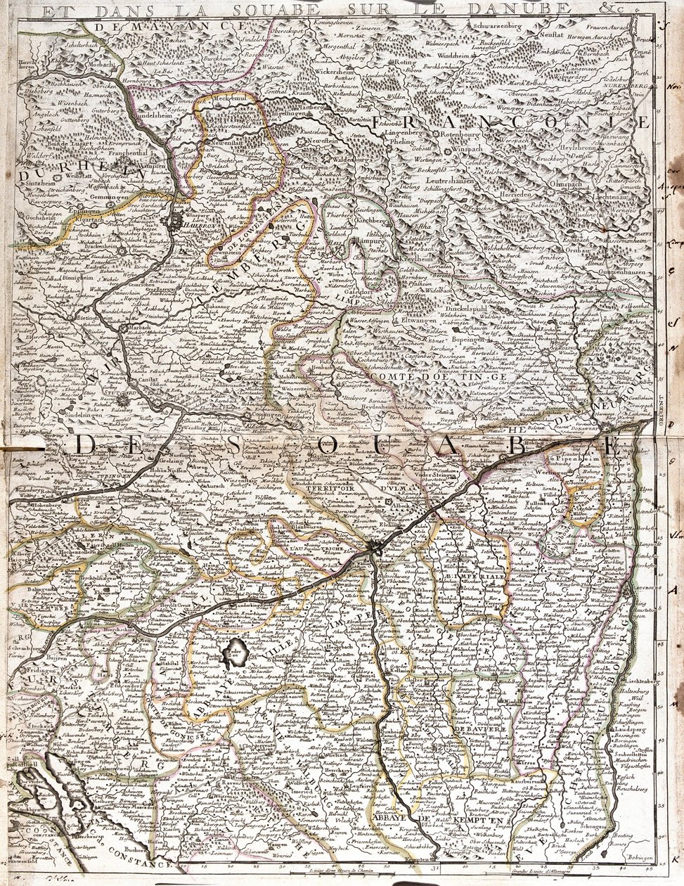 Mapa de Suabia (Alemania) (Grabado) de Jean Baptiste Nolin