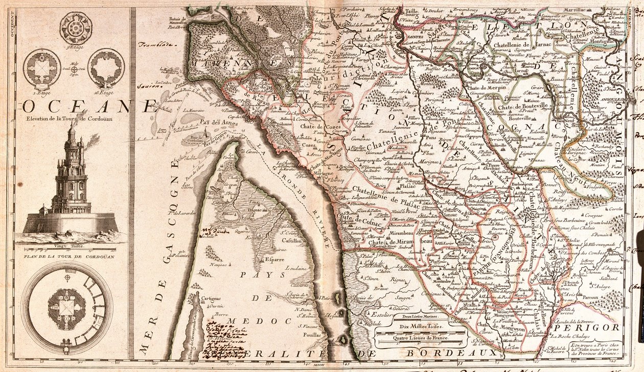 Mapa de Aquitania (Francia) de Jean Baptiste Nolin