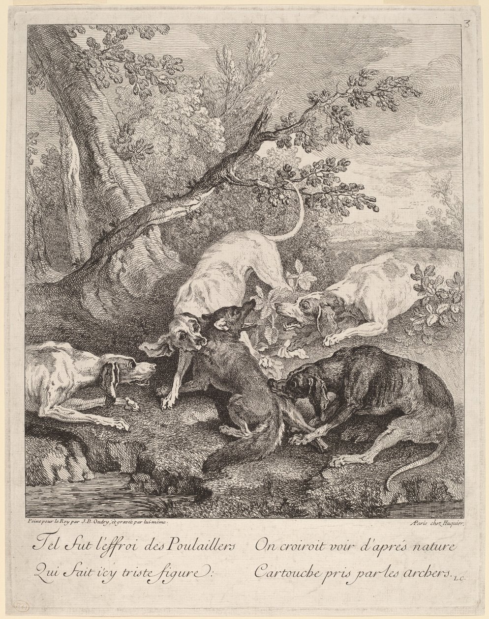 Un zorro atacado por perros de Jean Baptiste Oudry