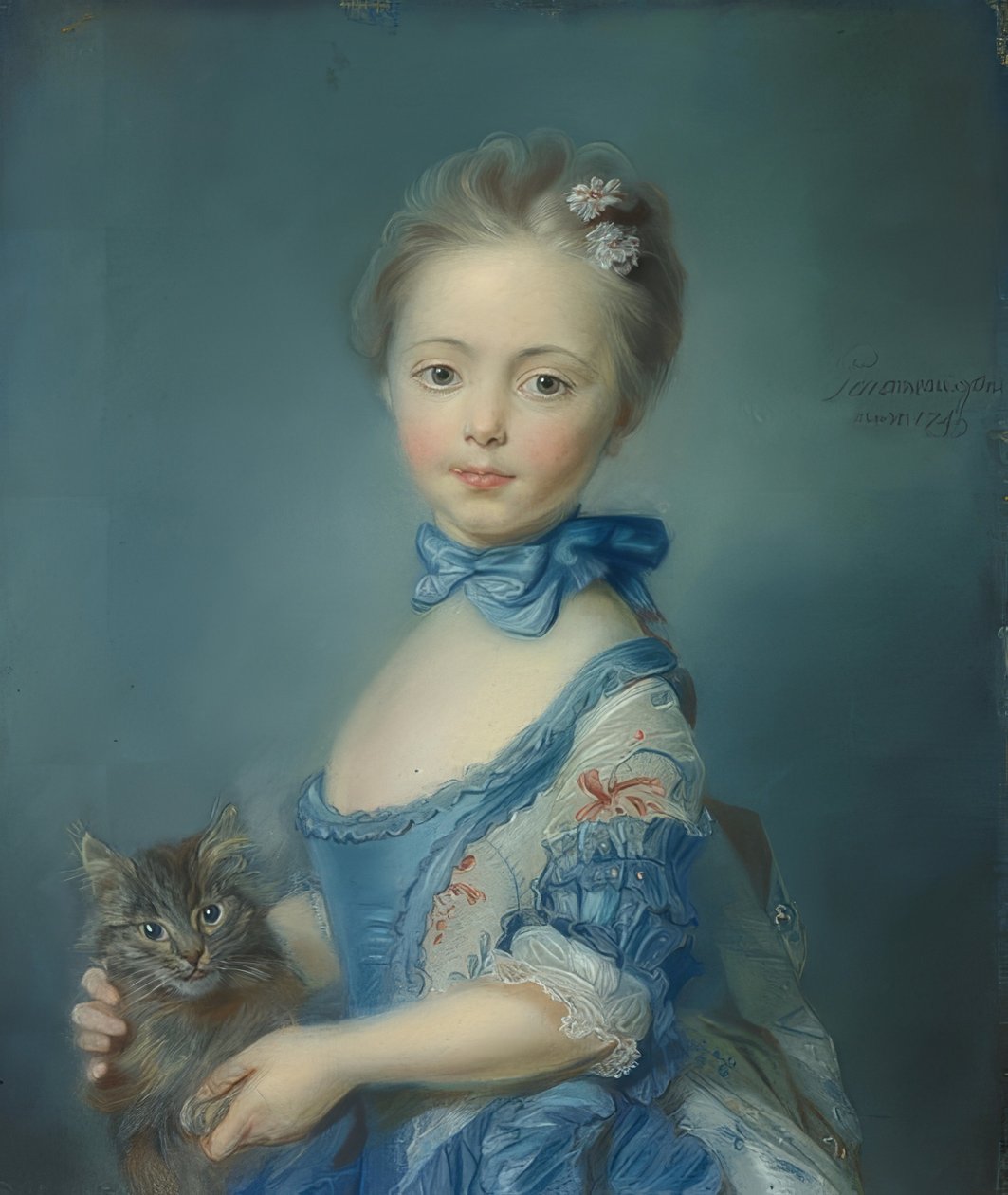 La niña con un gato de Jean Baptiste Perronneau