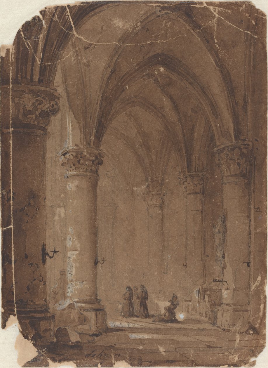 Monjes en una catedral de Jean Baptiste Pierre Le Brun