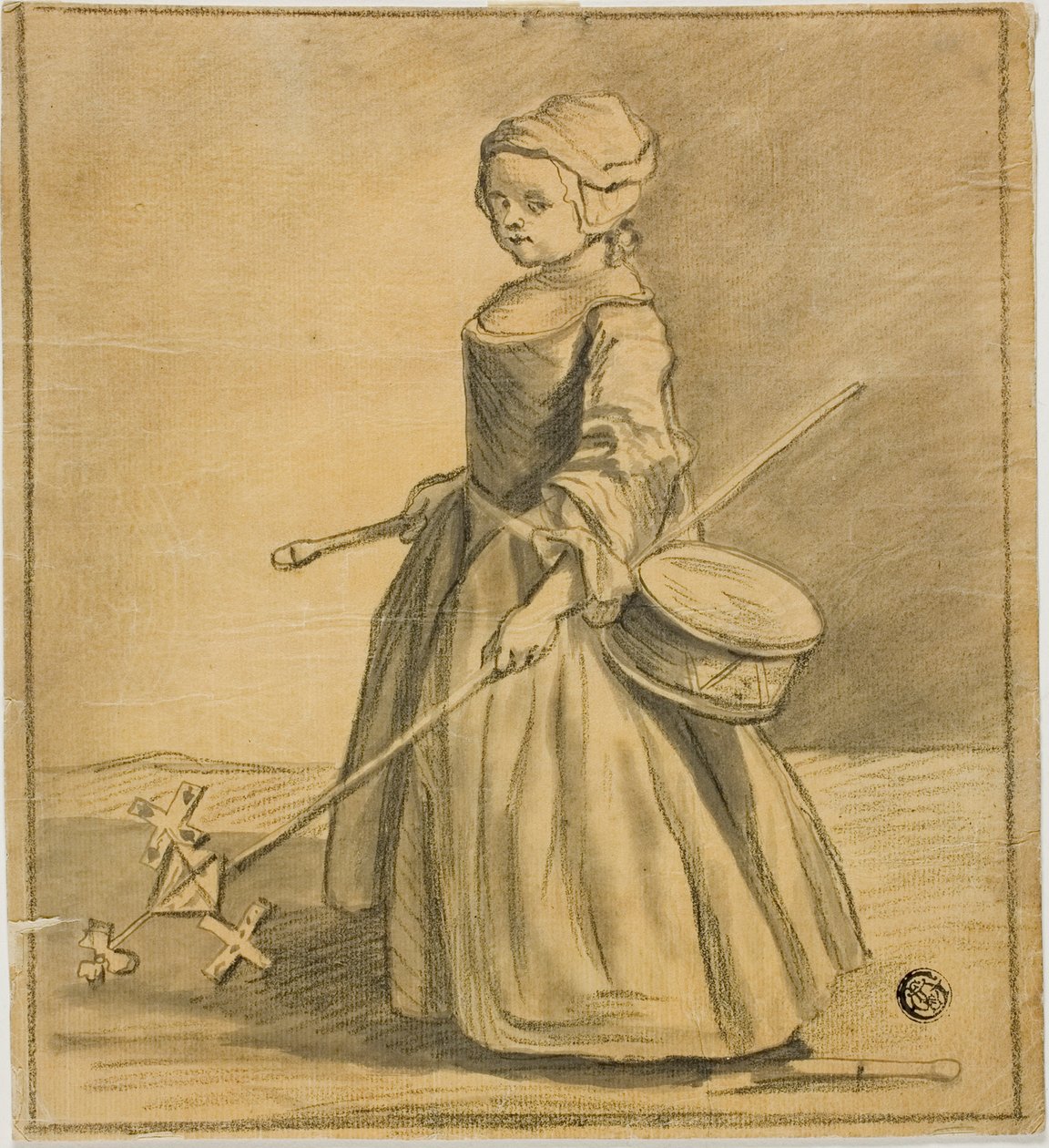 Niña jugando con un tambor de Jean Baptiste Simeon Chardin