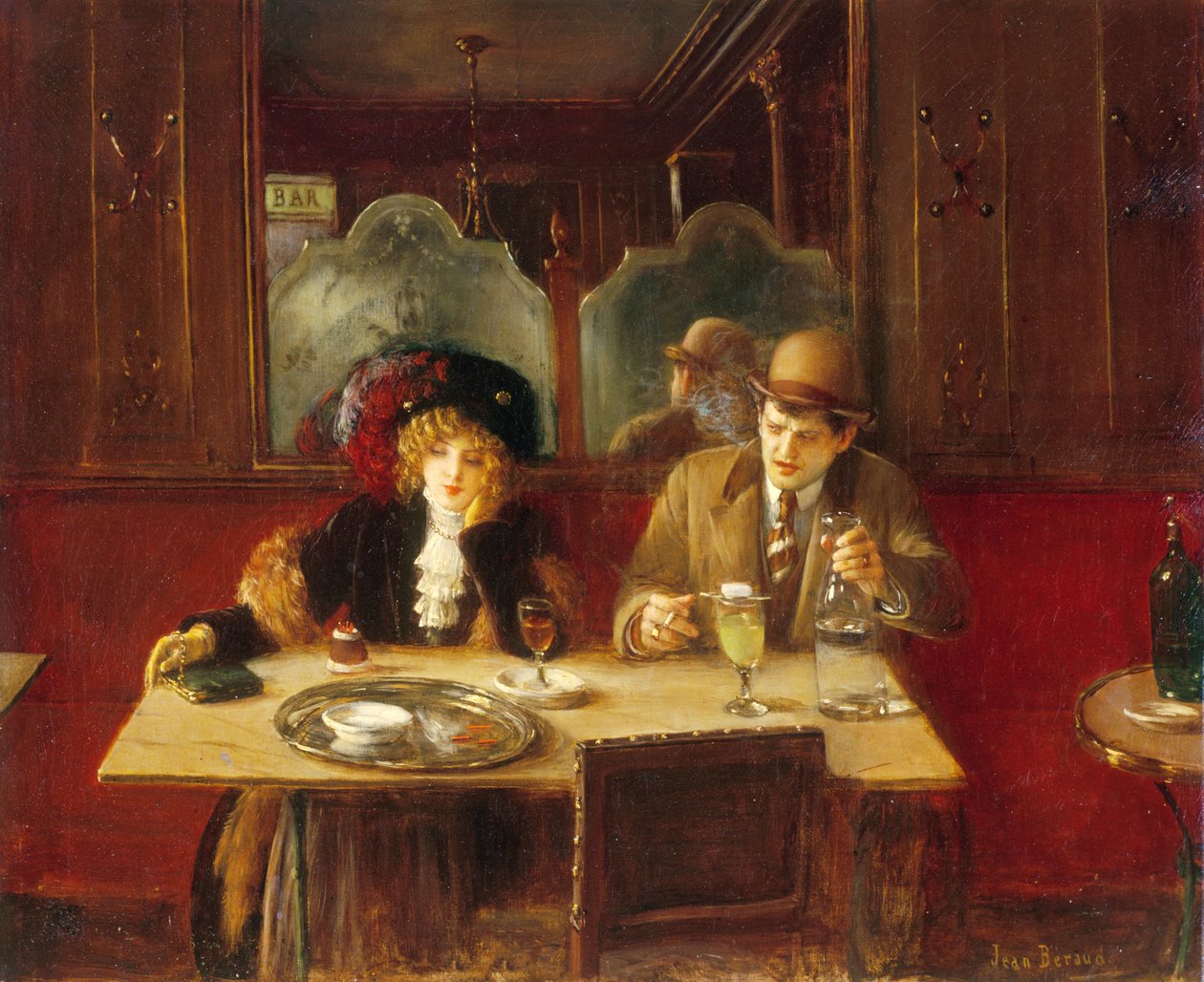 En el café, bebedores de absenta, c.1909 de Jean Beraud