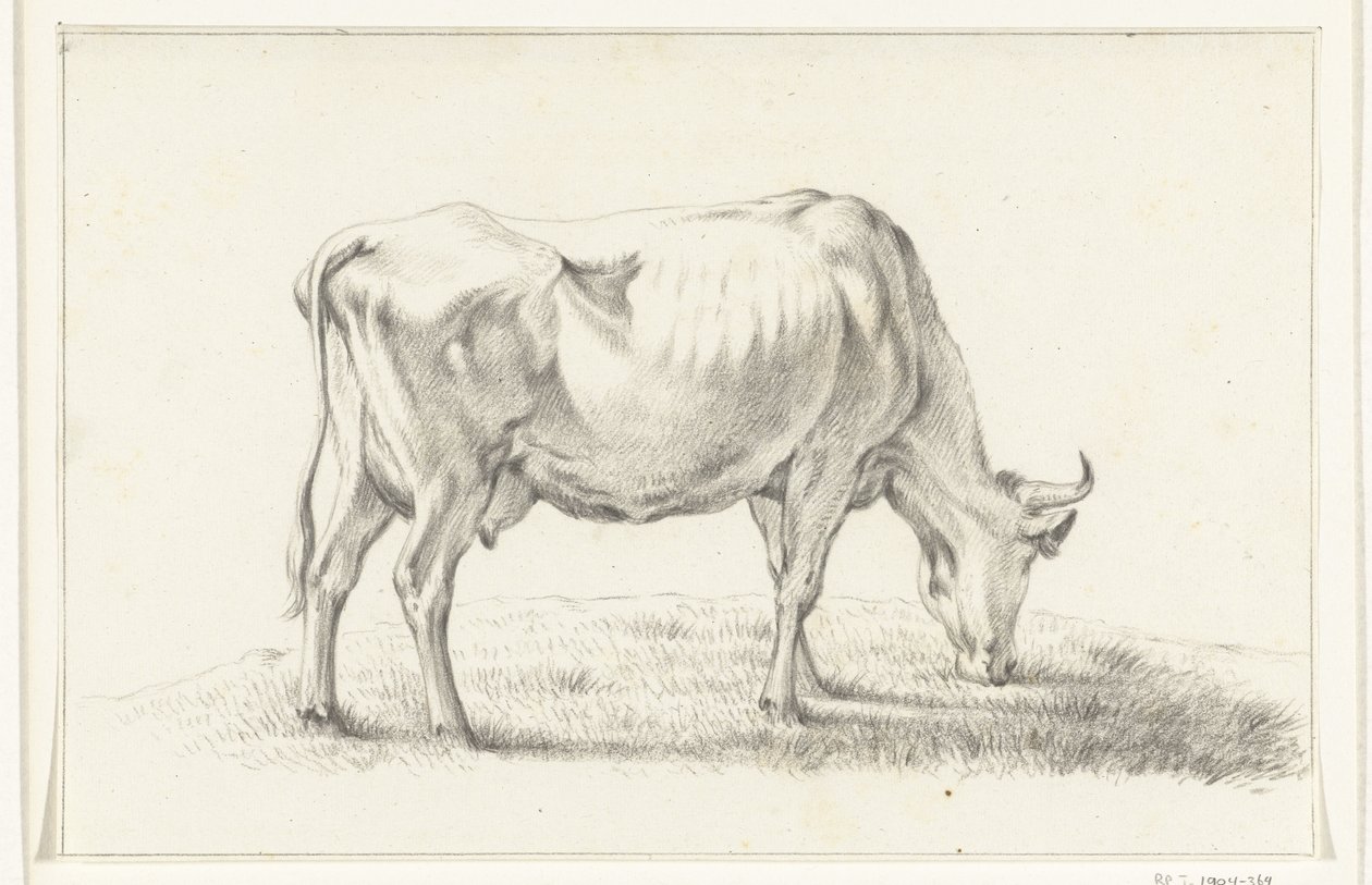 Vaca pastando, a la derecha de Jean Bernard