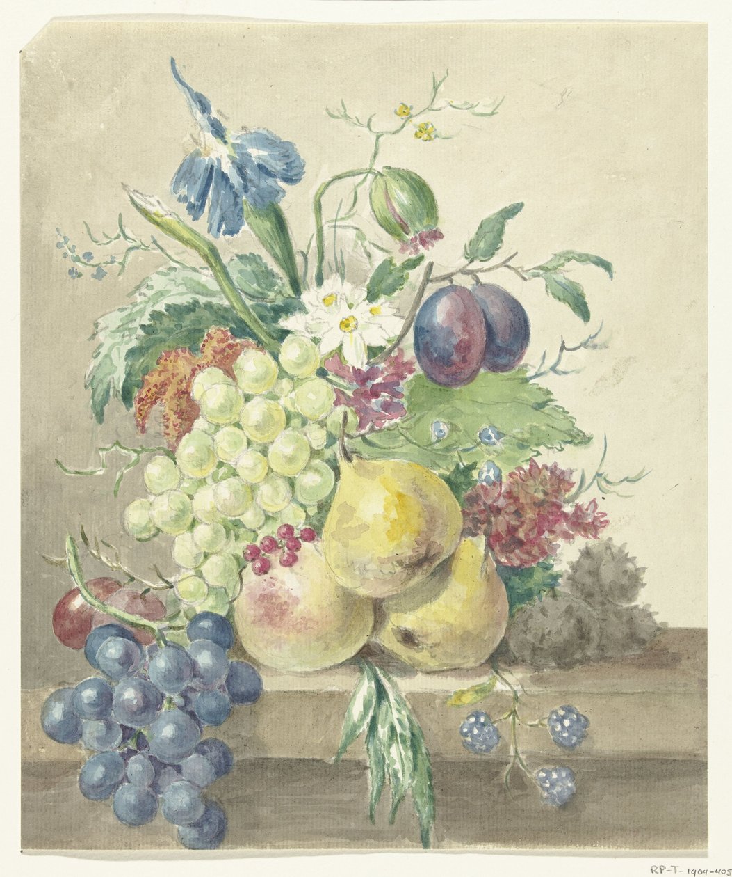 Bodegón de flores y frutas de Jean Bernard