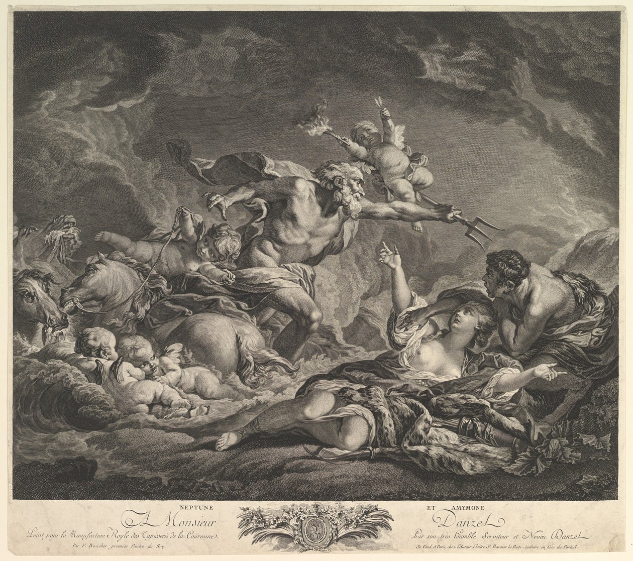 Neptuno y Amymone, siglo XVIII de Jean Claude Danzel