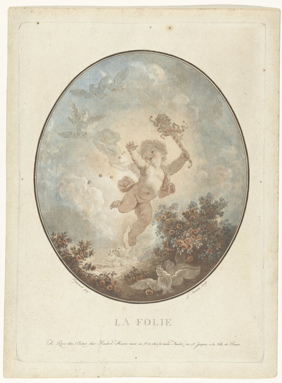 el libertinaje La Folie (título sobre objeto) de Jean Francois Janinet