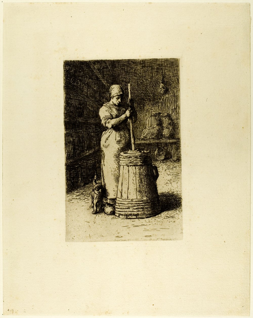 Una mujer batiendo de Jean Francois Millet
