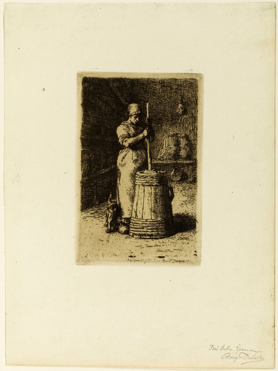 Una mujer batiendo de Jean Francois Millet
