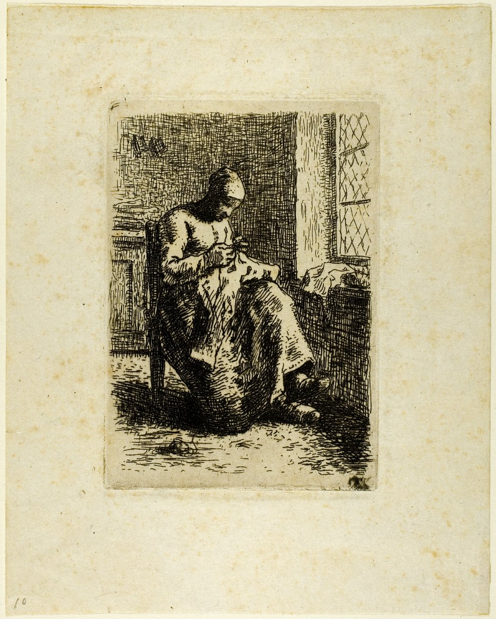 Una mujer cosiendo de Jean Francois Millet
