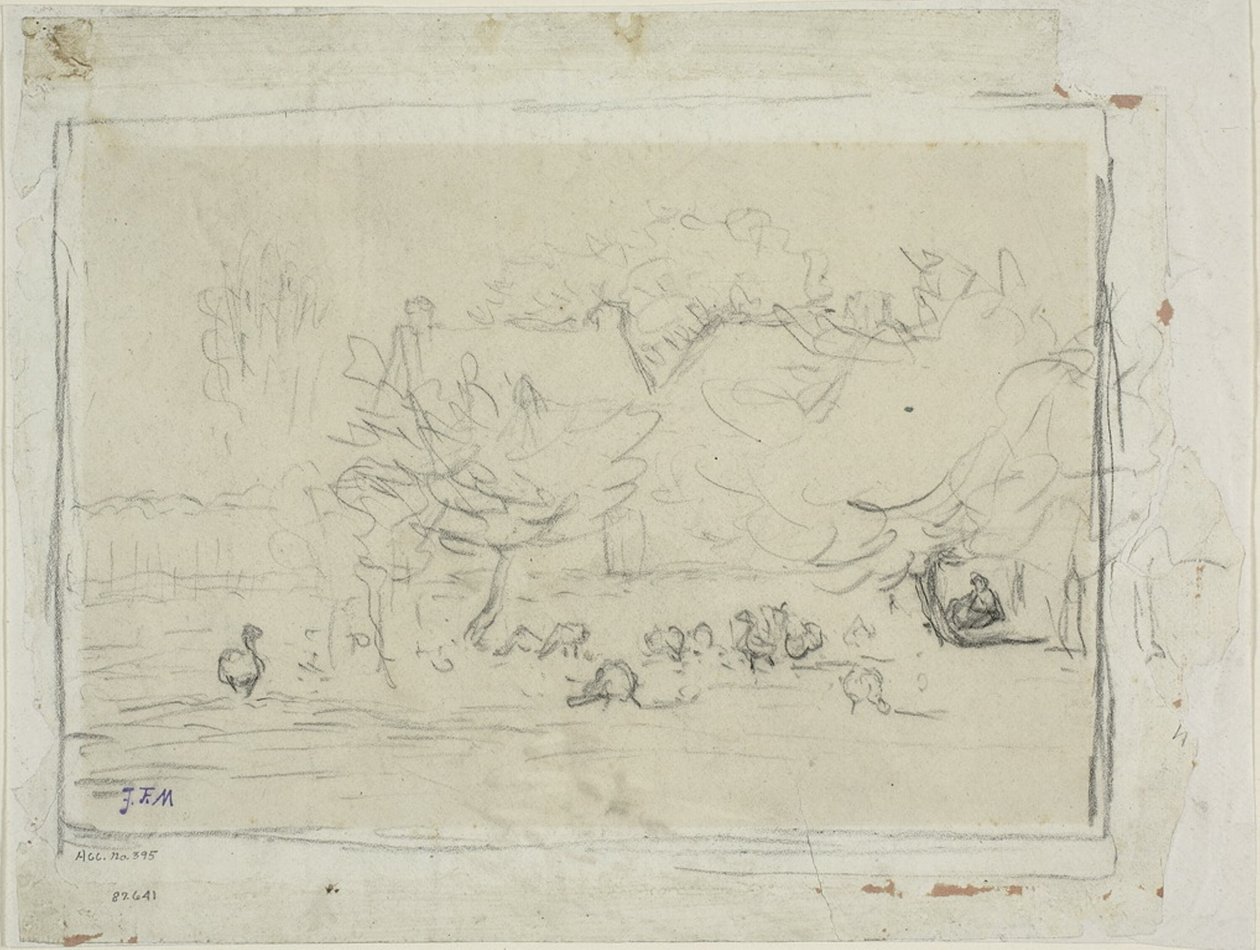 Gansos en un corral de Jean Francois Millet