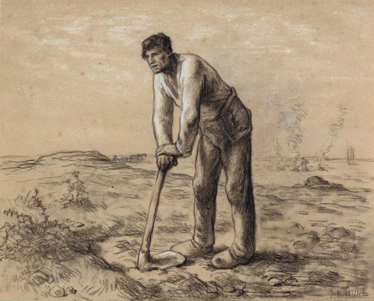 Hombre con una azada, c.1860-62 de Jean Francois Millet