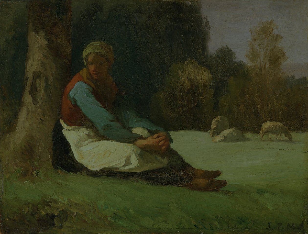 Pastora sentada, c1850s de Jean Francois Millet