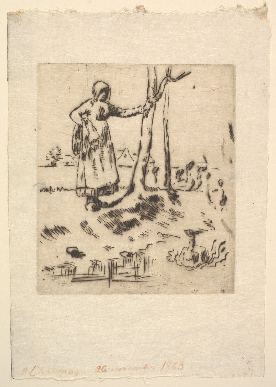 La niña de los gansos, 1830-75 de Jean Francois Millet