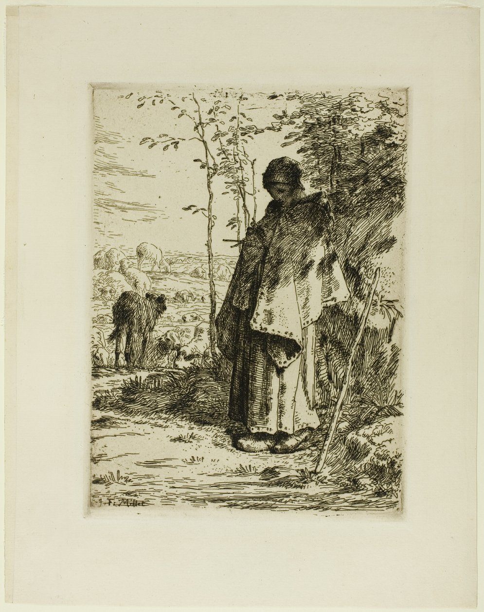 La Pastora Tejiendo de Jean Francois Millet