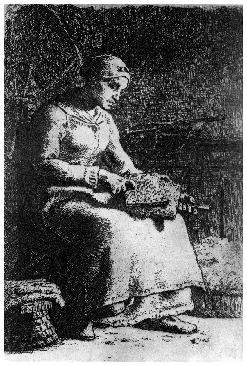 El cardador de lana, c1835-1875 de Jean Francois Millet