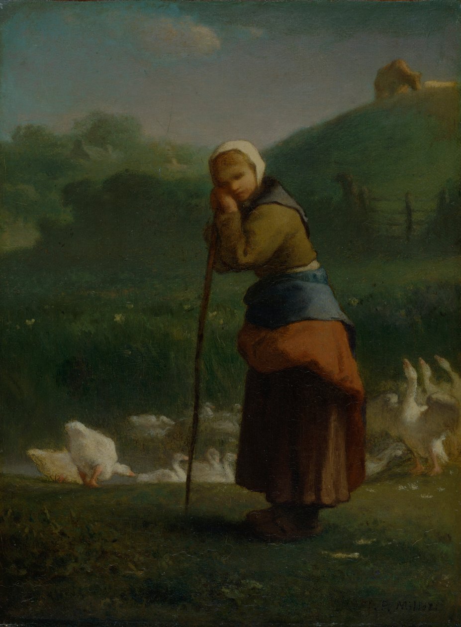 La niña de los gansos en Gruchy, 1854-6 de Jean Francois Millet
