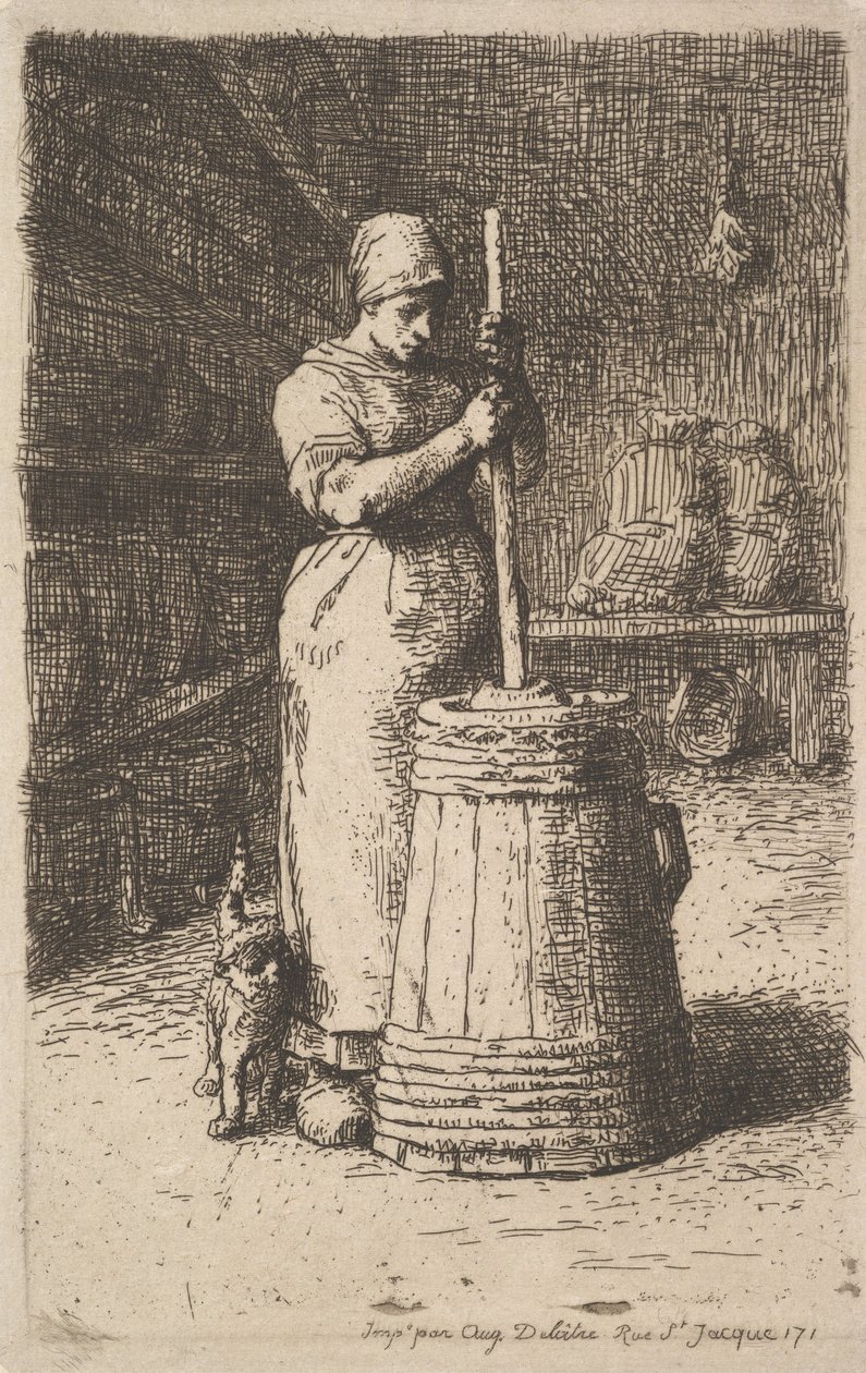 Mujer batiendo mantequilla, 1855-56 de Jean Francois Millet