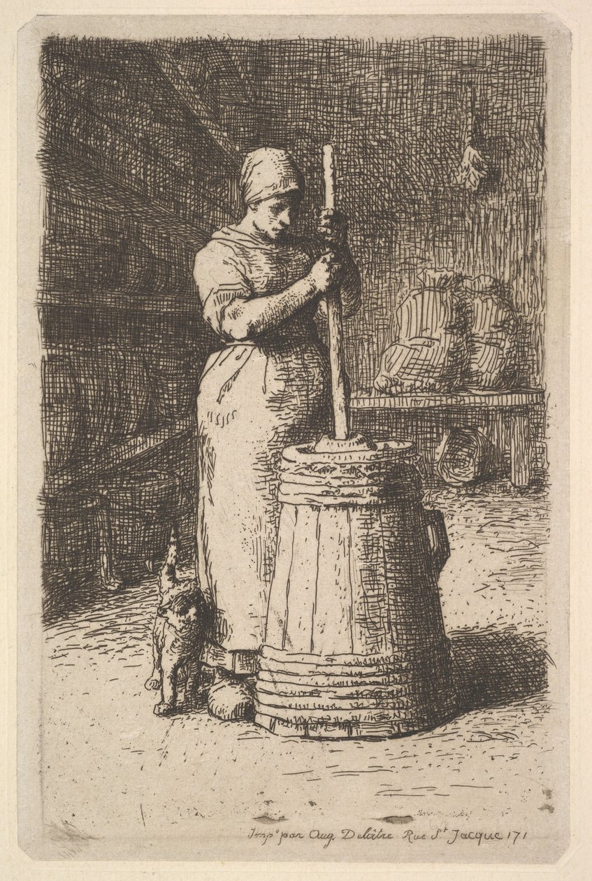 Mujer batiendo mantequilla de Jean Francois Millet