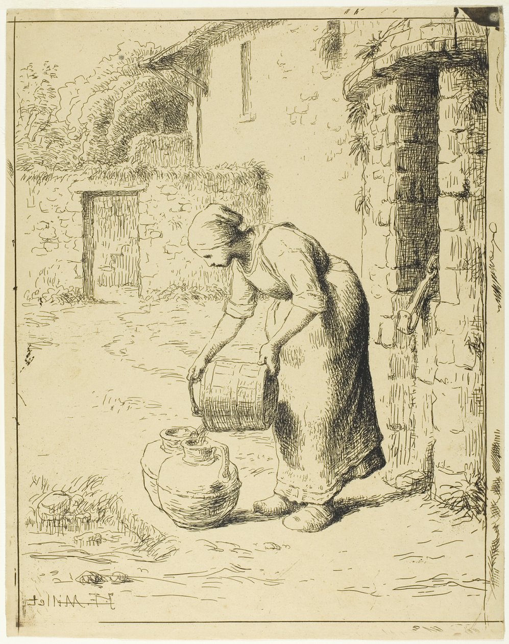 Mujer vaciando un cubo de Jean Francois Millet