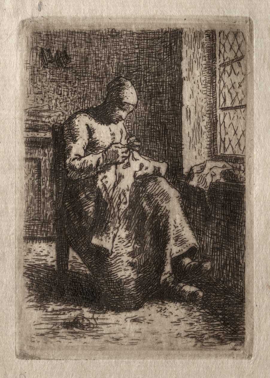 Mujer Cosiendo de Jean Francois Millet