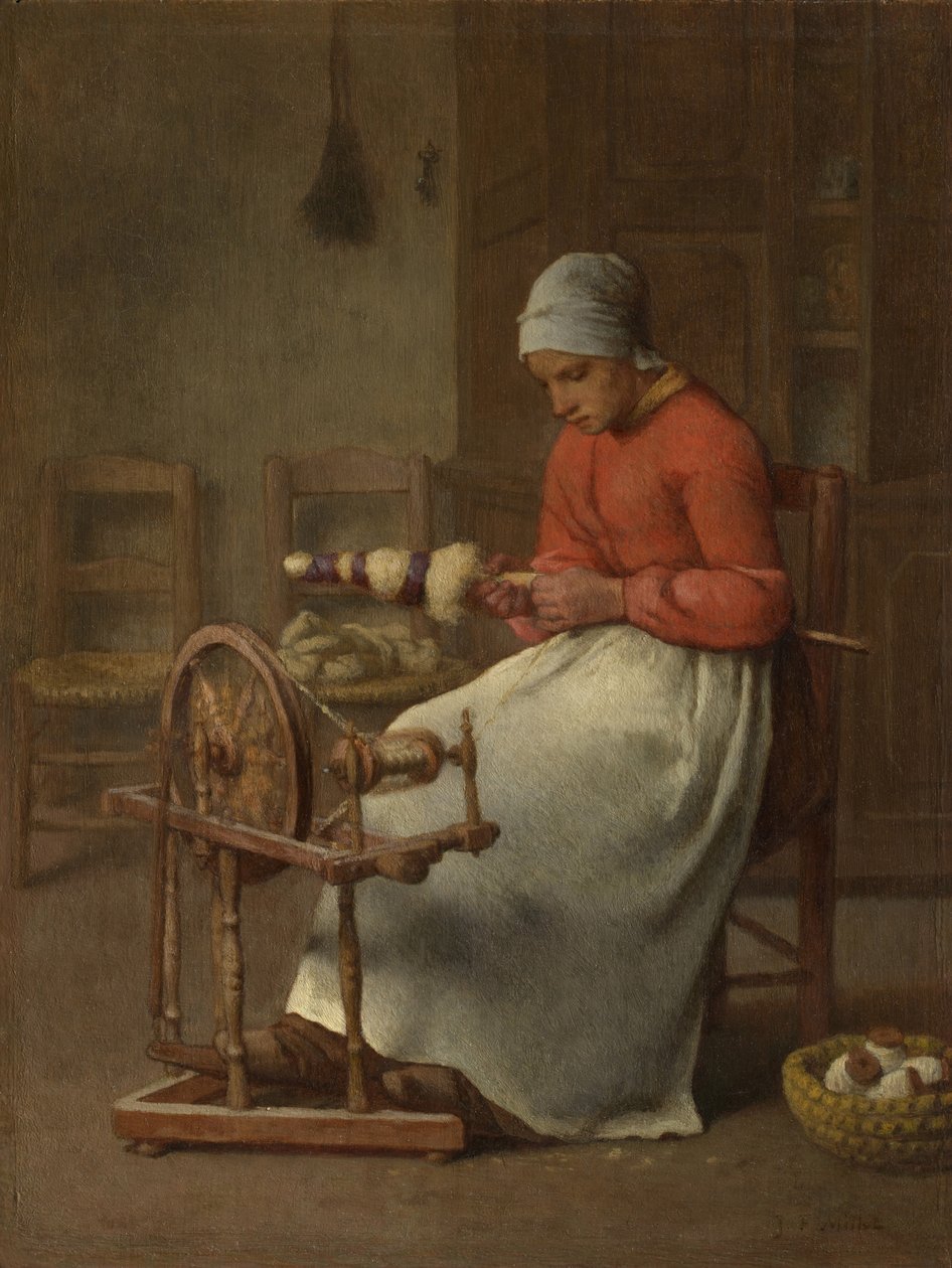 Mujer hilando, c.1855-60 de Jean Francois Millet