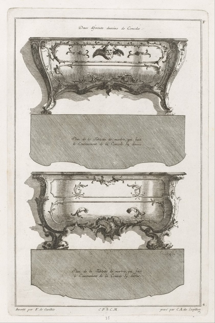 Libro de diferentes diseños de cómodas de Jean François Cuvilliés