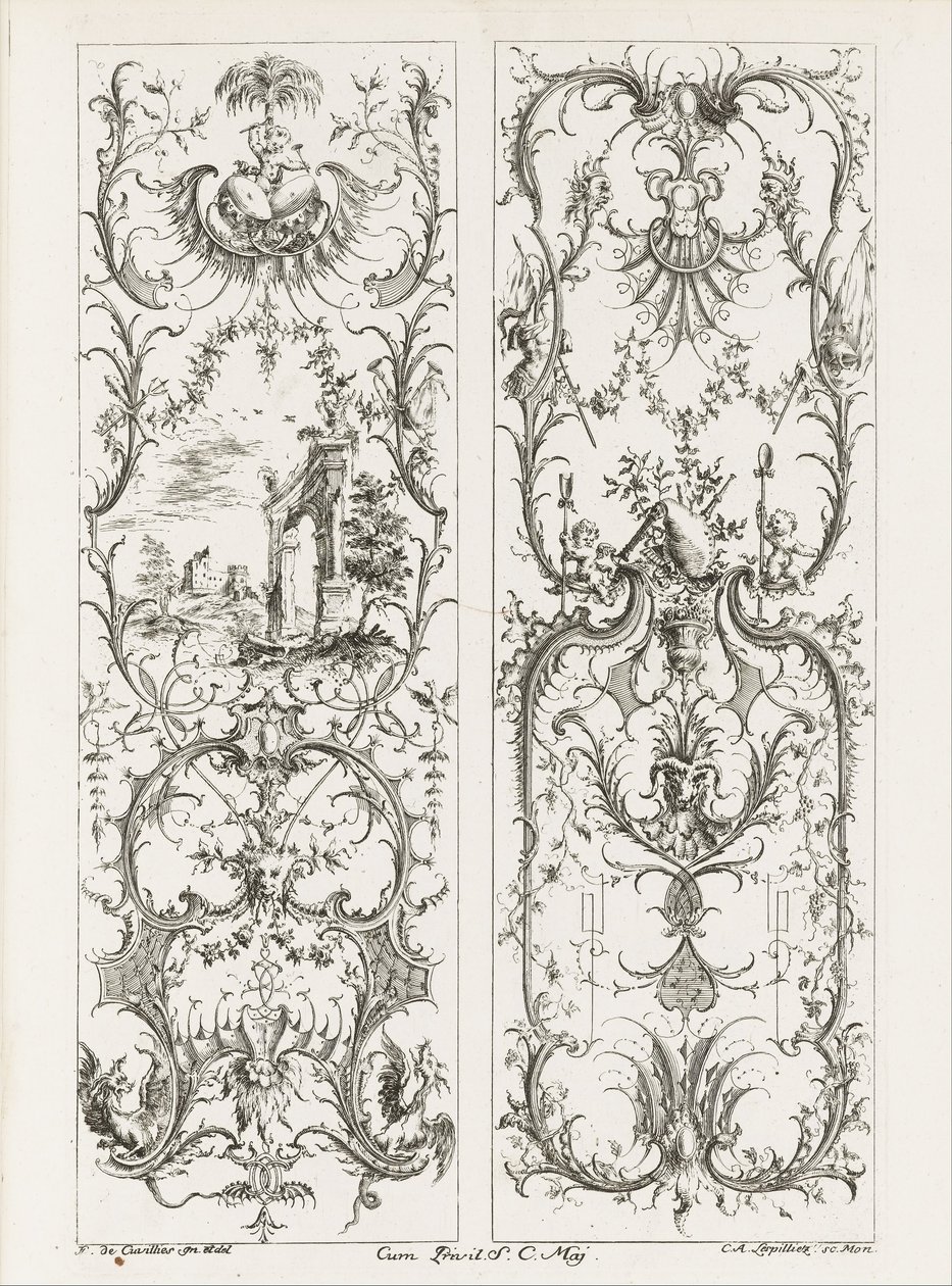 Dos paneles verticales de Jean François Cuvilliés