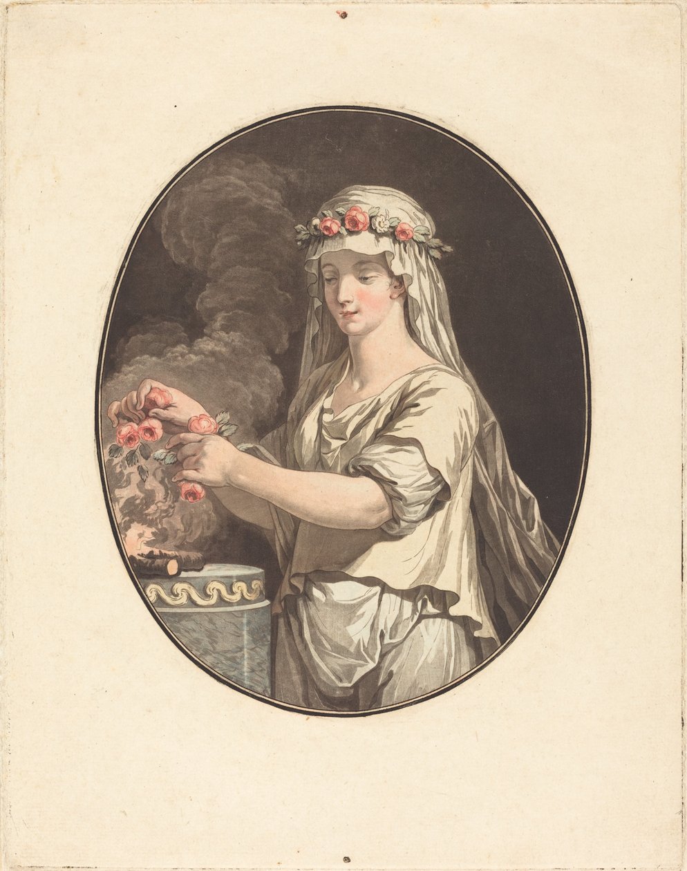 La joven vestal de Jean François Janinet after Jean Jacques François Le Barbier I