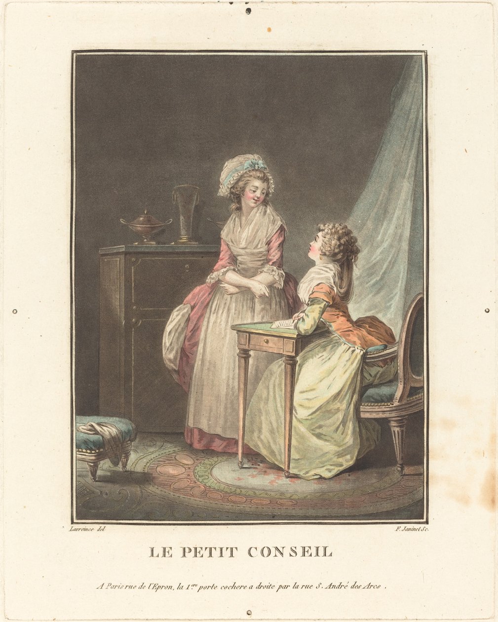 El Pequeño Consejo de Jean François Janinet after Nicolas Lavreince