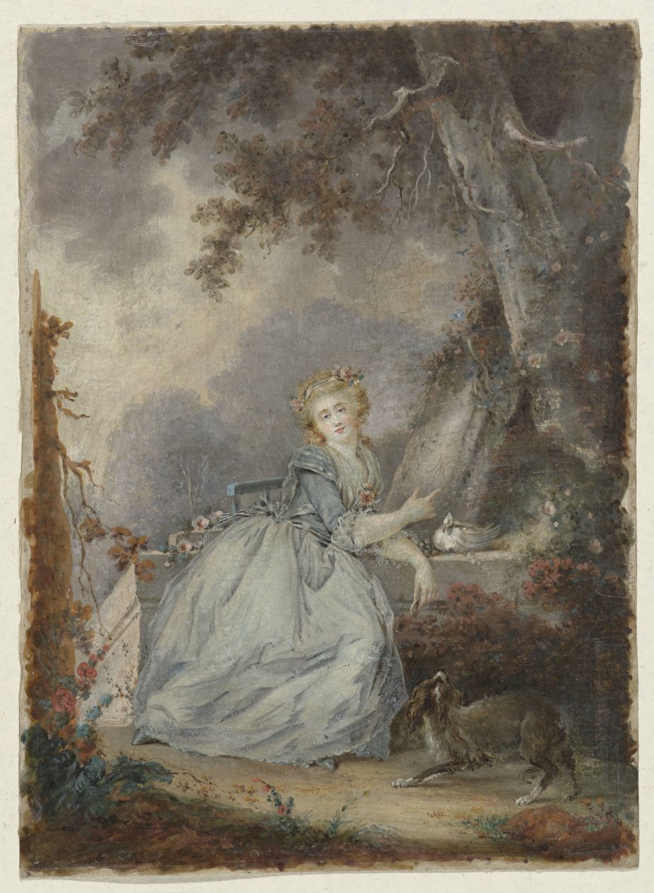 Joven en una balaustrada de piedra de Jean Frederic Schall