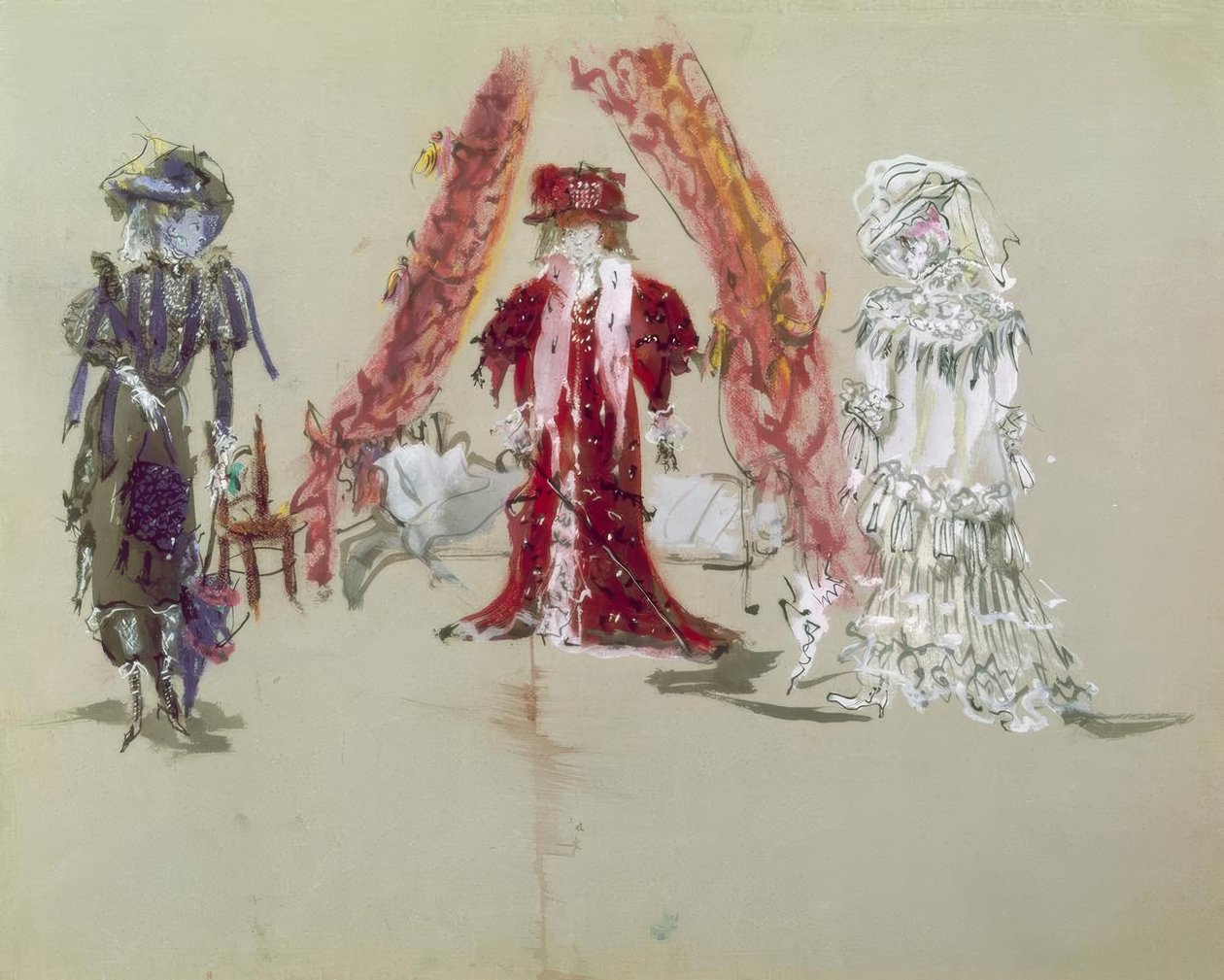 Diseño de Escenografía con Figuras para el Estreno de Jean Giraudox