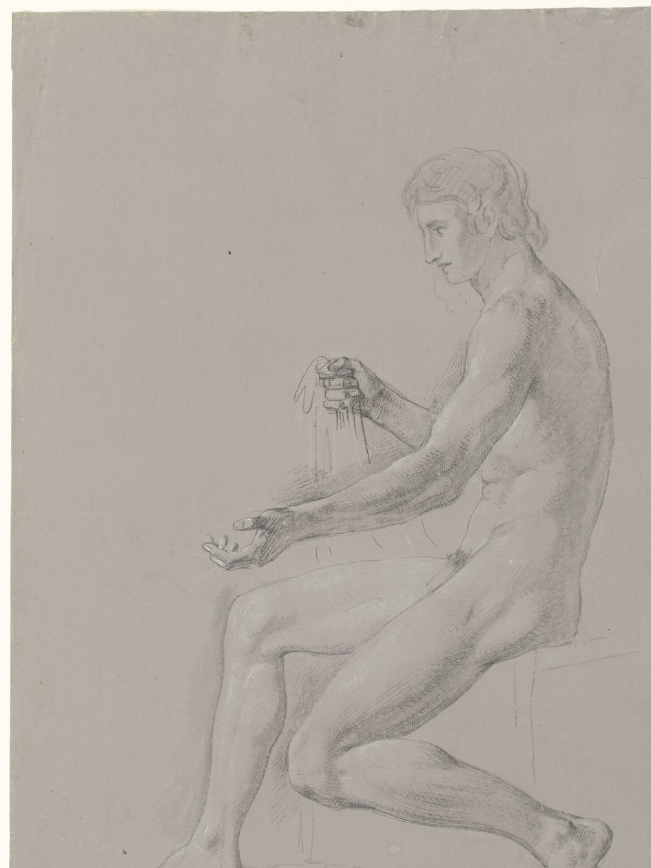 Desnudo masculino sentado, mirando a la izquierda de Jean Grandjean