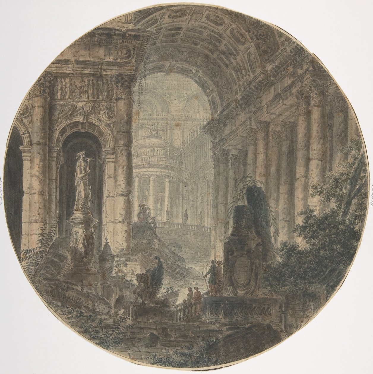 Fantasía arquitectónica, siglo XVIII de Jean Henri Alexandre Pernet.