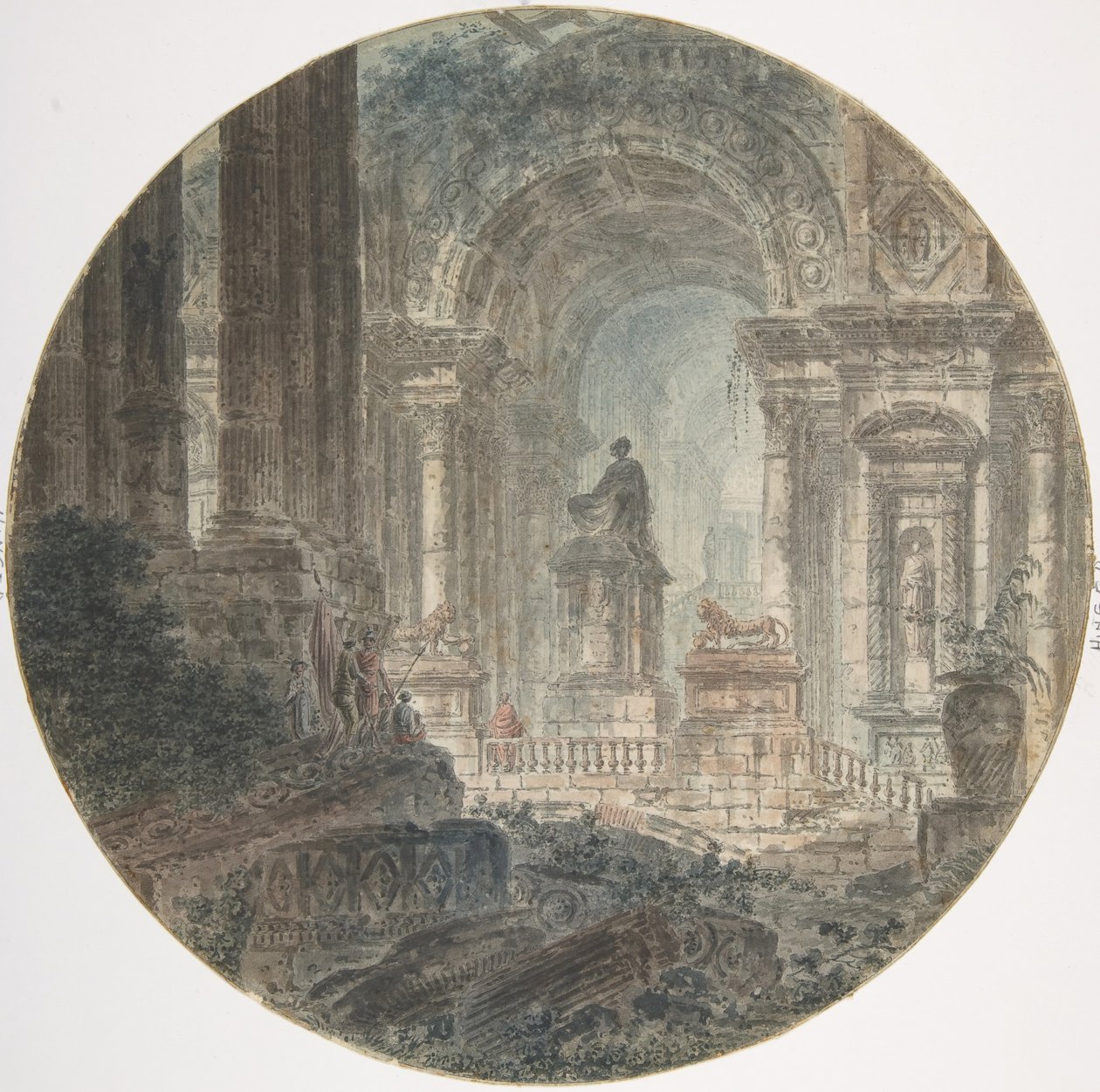 Fantasía arquitectónica, finales del siglo XVIII de Jean Henri Alexandre Pernet.