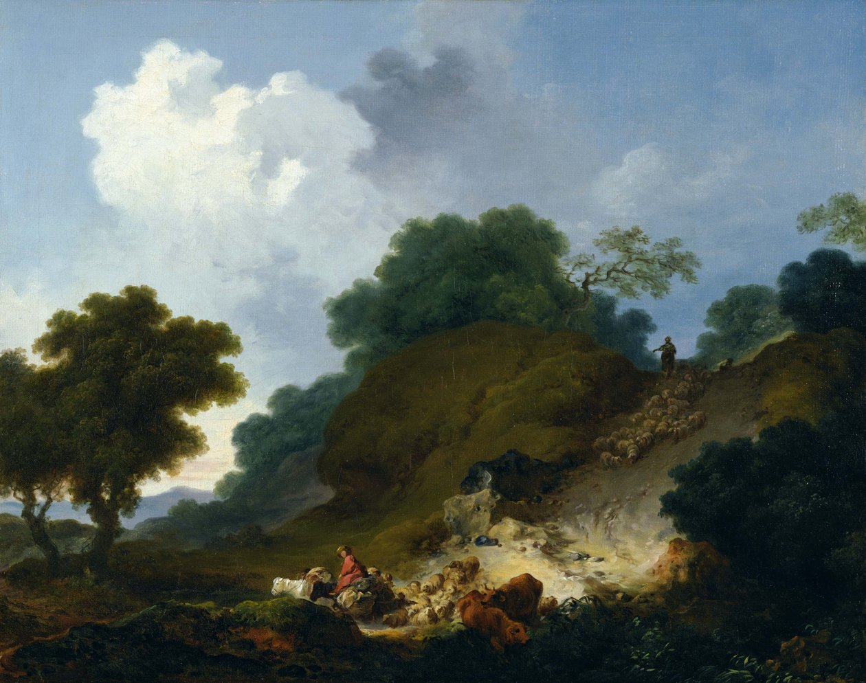 Rebaño de ovejas bajando la colina de Jean Honore Fragonard