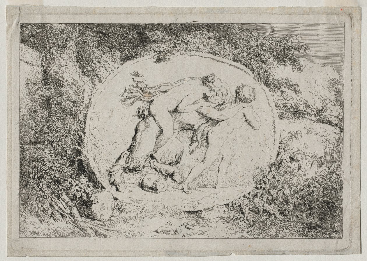 Bacanales: Ninfa miente que la sátira de Jean Honore Fragonard