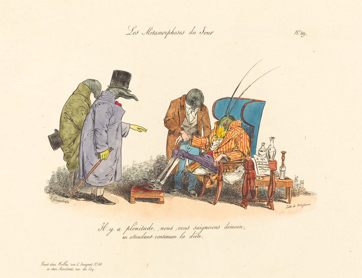 El grillo enfermo de Jean Ignace Isidore Grandville
