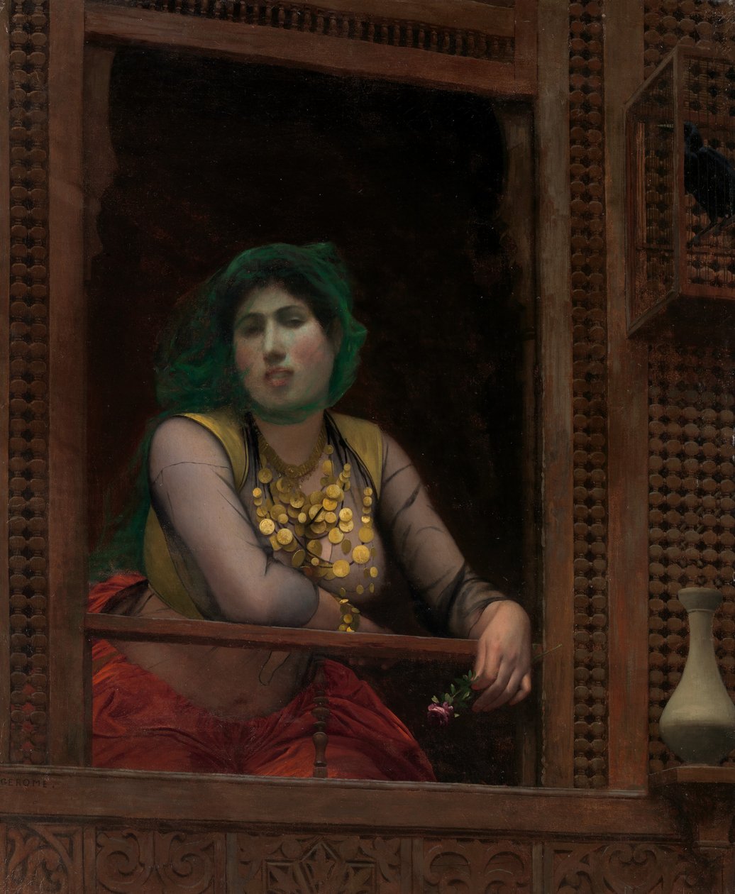 Mujer en un balcón de Jean Leon Gerome