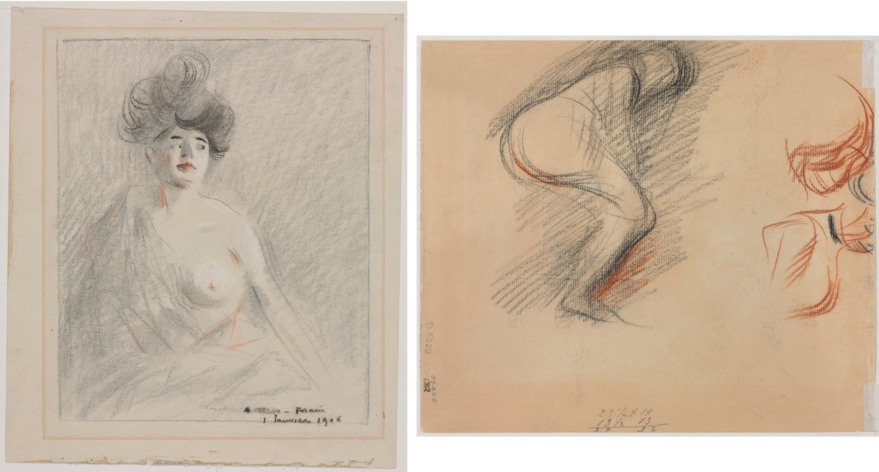 Cortesana (recto) Bocetos de Figuras (verso) de Jean Louis Forain