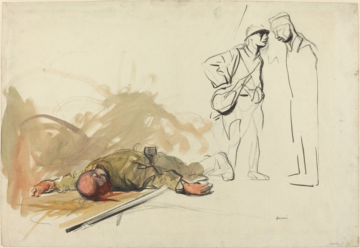 Soldado alemán muerto, c. 1914-1919 de Jean Louis Forain
