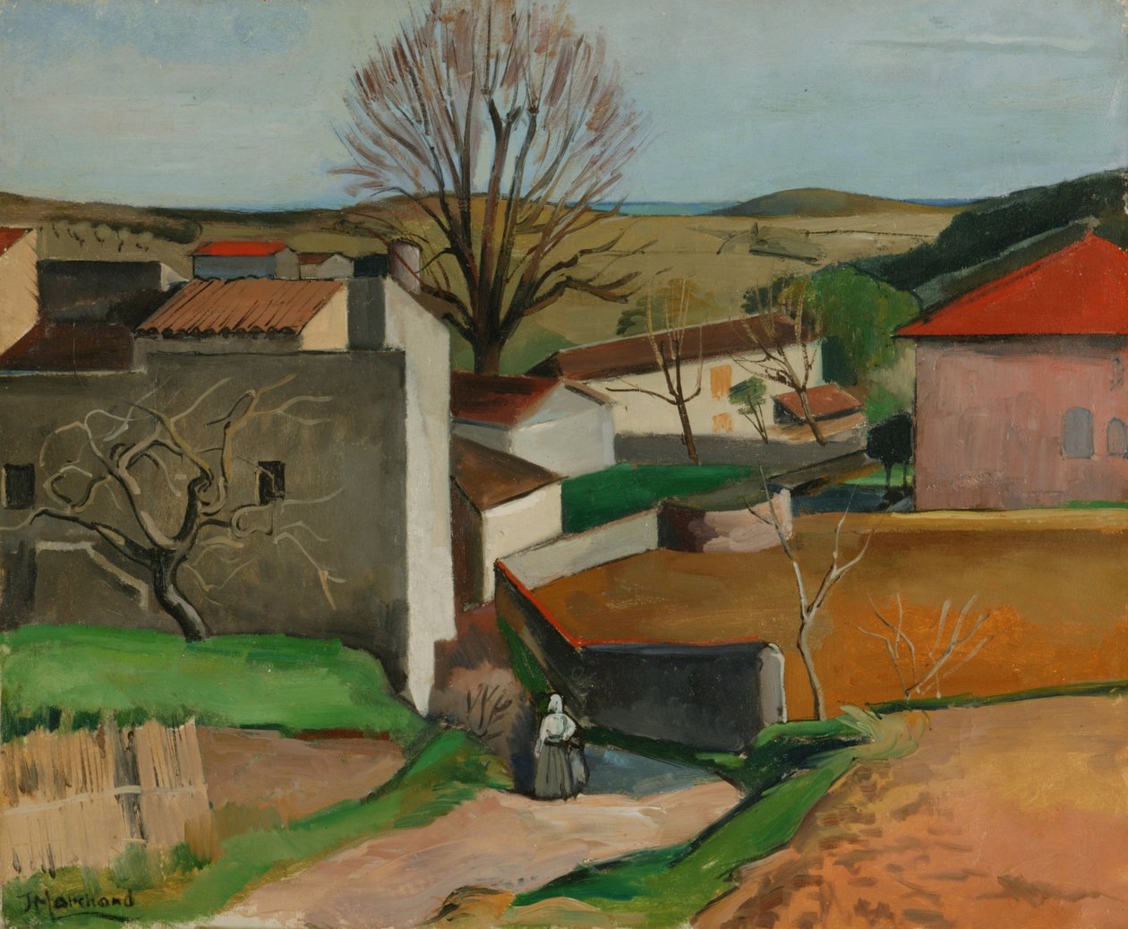 Aldea francesa (óleo sobre lienzo) de Jean Marchand