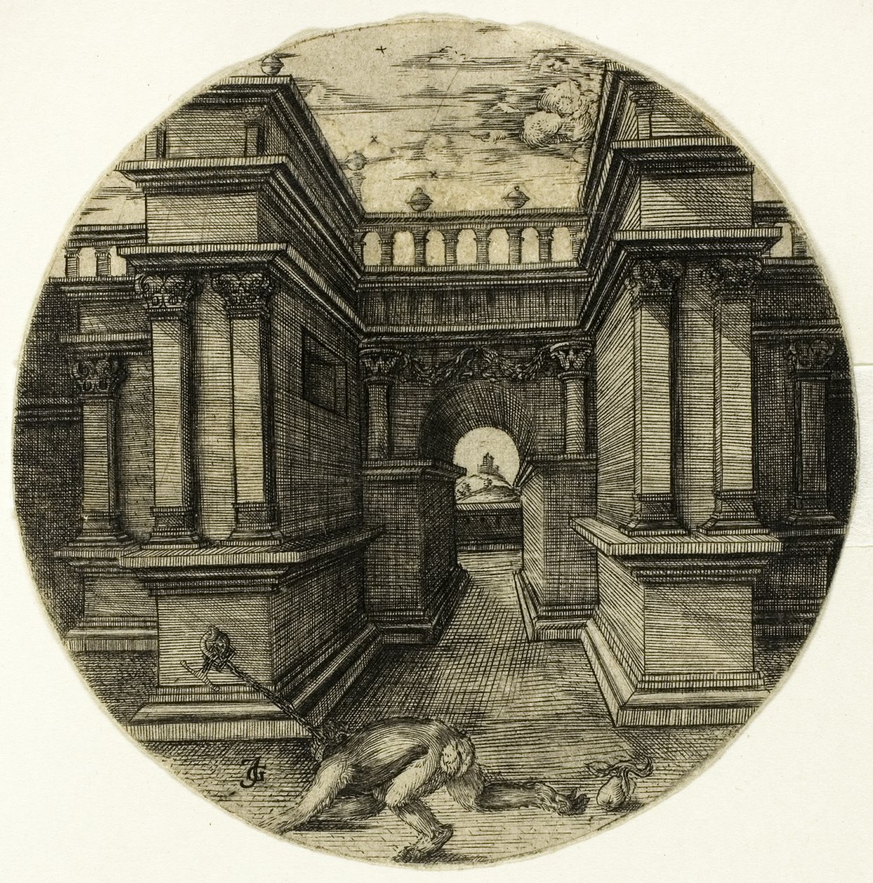 El mono atado en un patio de Jean de Gourmont