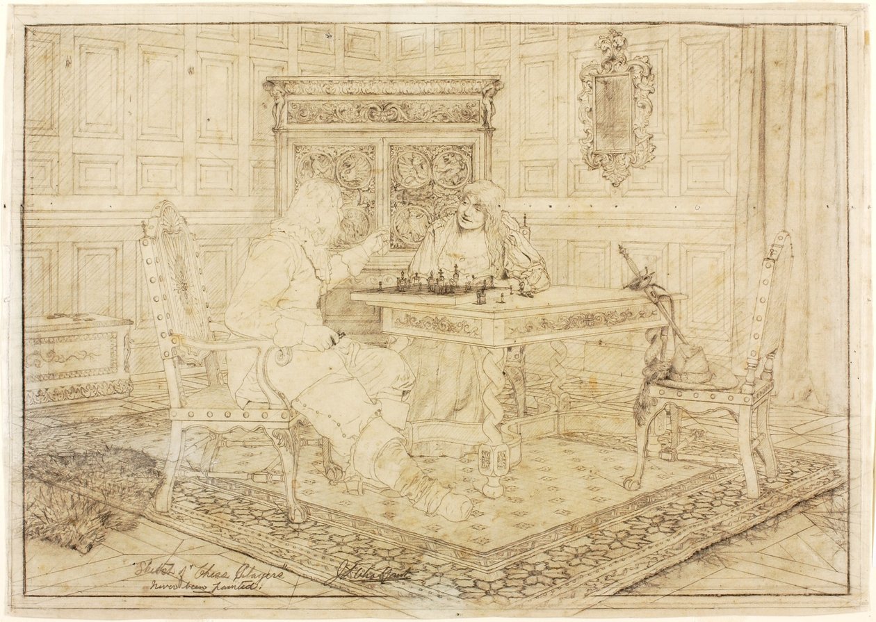Boceto de "Jugadores de ajedrez" de Jefferson David Chalfant