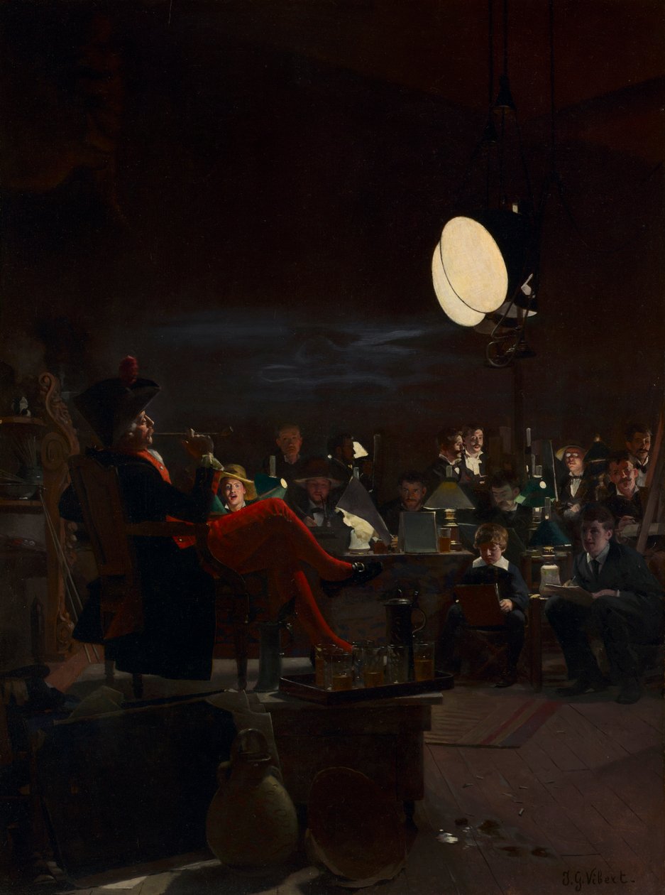 Una clase nocturna, c. 1881 de Jehan Georges Vibert