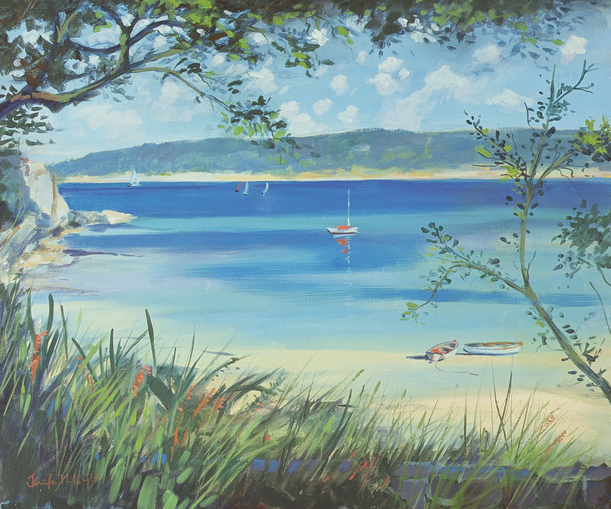 Salcombe, playa de Southsands, 2000 de Jennifer Wright