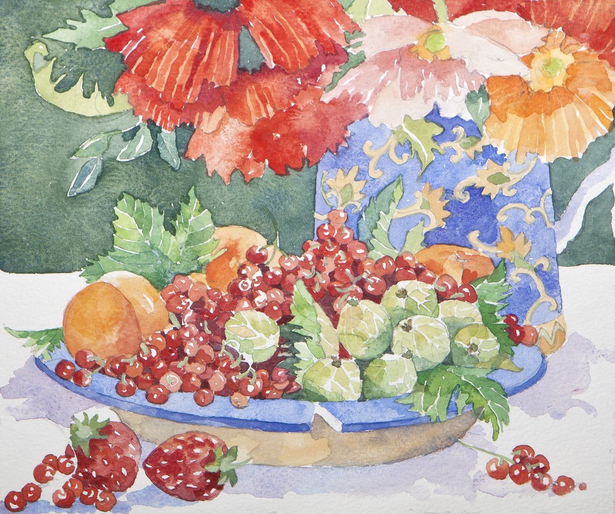 Fruta en un plato, 2014 acuarela de Jennifer Abbott